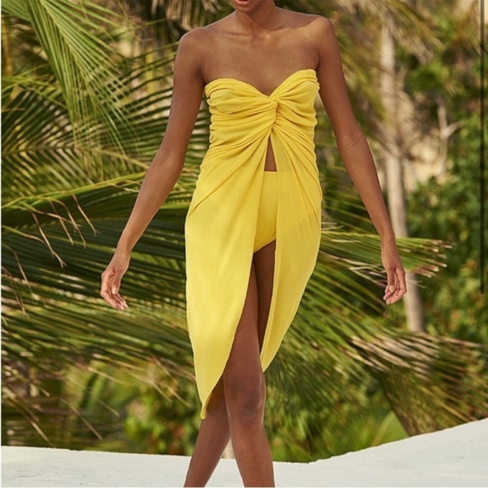 New! Baobab Galo twist wrap dress skirt yellow nwot 17388